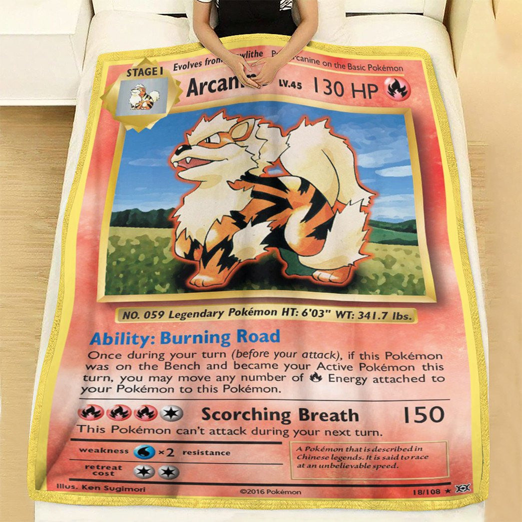 Anime Pkm Arcanine Evolutions Custom Soft Blanket