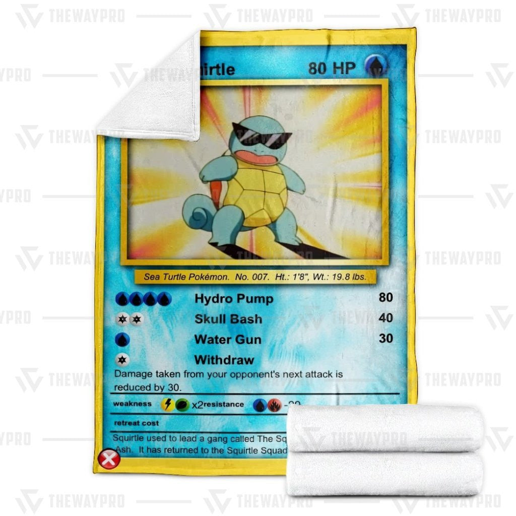 Anime Pkm Ashs Squirtle Custom Soft Blanket