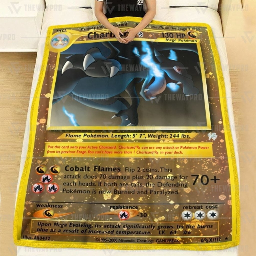 Anime Pkm Mega Charizard Custom Soft Blanket