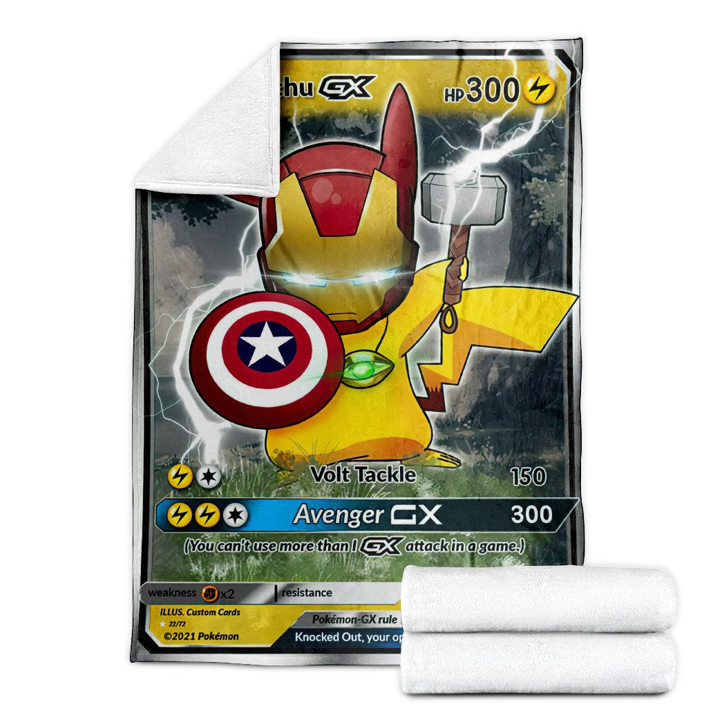 Anime Pkm Pikachu The Avenger Gx Custom Soft Blanket