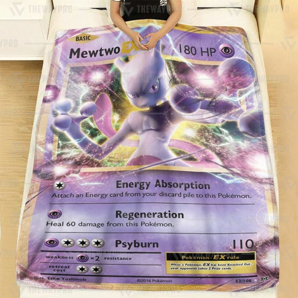 Anime Pkm Mewtwo-Ex Evolutions Custom Soft Blanket