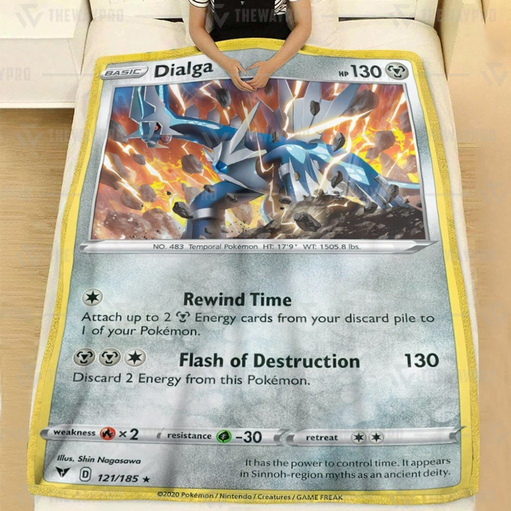 Anime Pkm Dialga Vivid Voltage Custom Soft Blanket