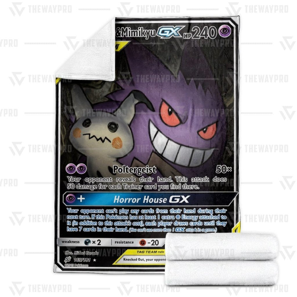 Anime Pkm Gengar & Mimikyu-Gx ·team Up Custom Soft Blanket