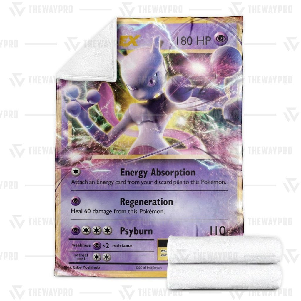 Anime Pkm Mewtwo-Ex Evolutions Custom Soft Blanket