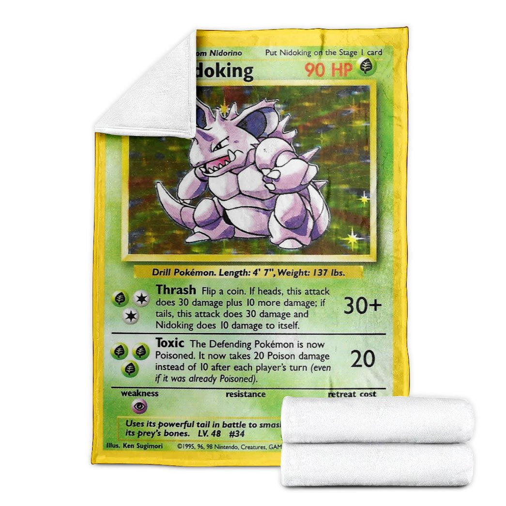 Anime Pkm Nidoking Base Set Custom Soft Blanket