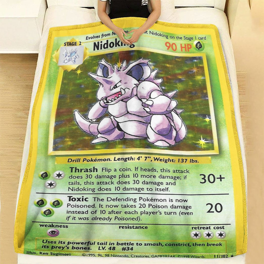 Anime Pkm Nidoking Base Set Custom Soft Blanket