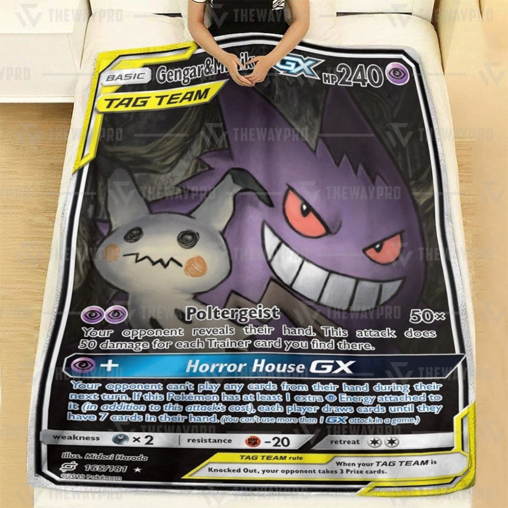 Anime Pkm Gengar & Mimikyu-Gx ·team Up Custom Soft Blanket