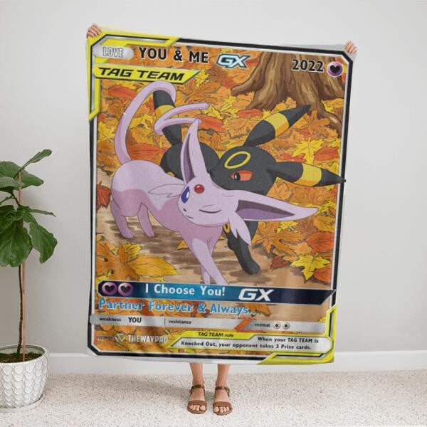 Anime Pkm Tag Team Eevee Couple Custom Soft Blanket - Design Can Be Customized / White S/(43X55)