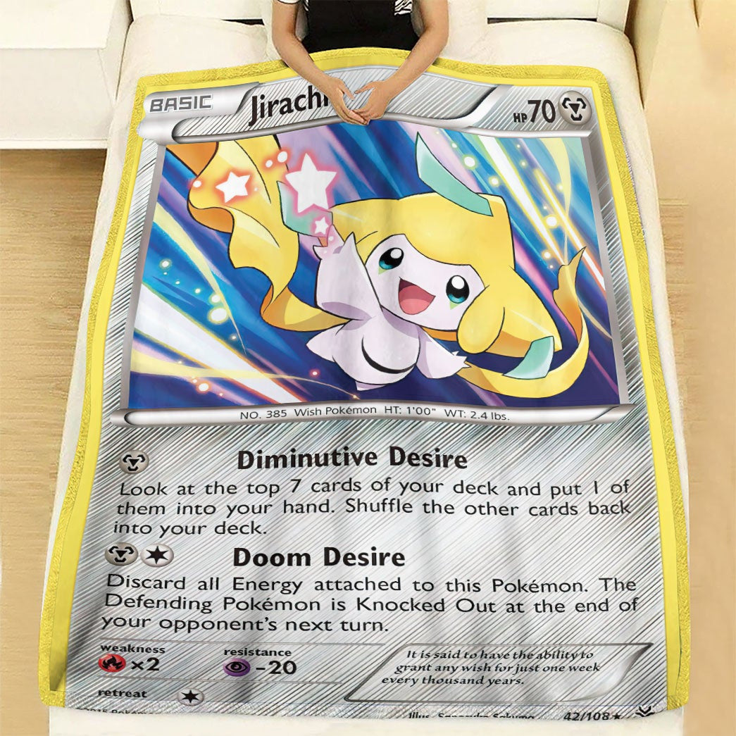 Anime Pkm Jirachi Roaring Skies Custom Soft Blanket