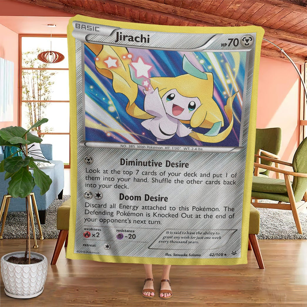 Anime Pkm Jirachi Roaring Skies Custom Soft Blanket