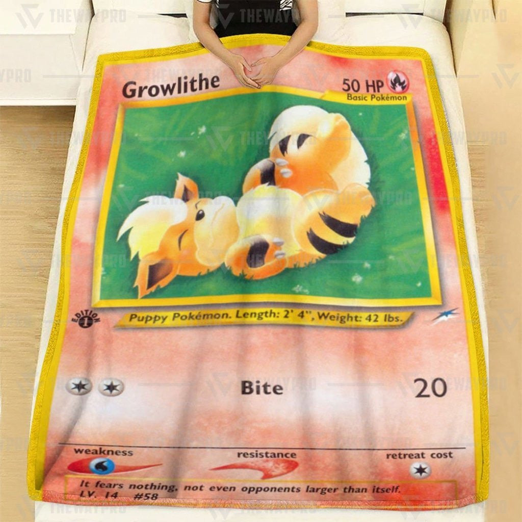 Anime Pkm Growlithe 1St Edition Custom Soft Blanket