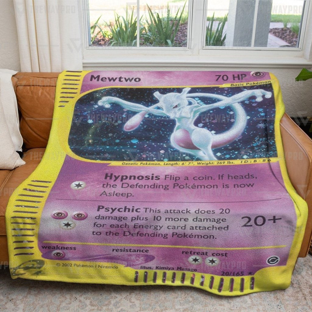 Anime Pkm Mewtwo Expedition Custom Soft Blanket