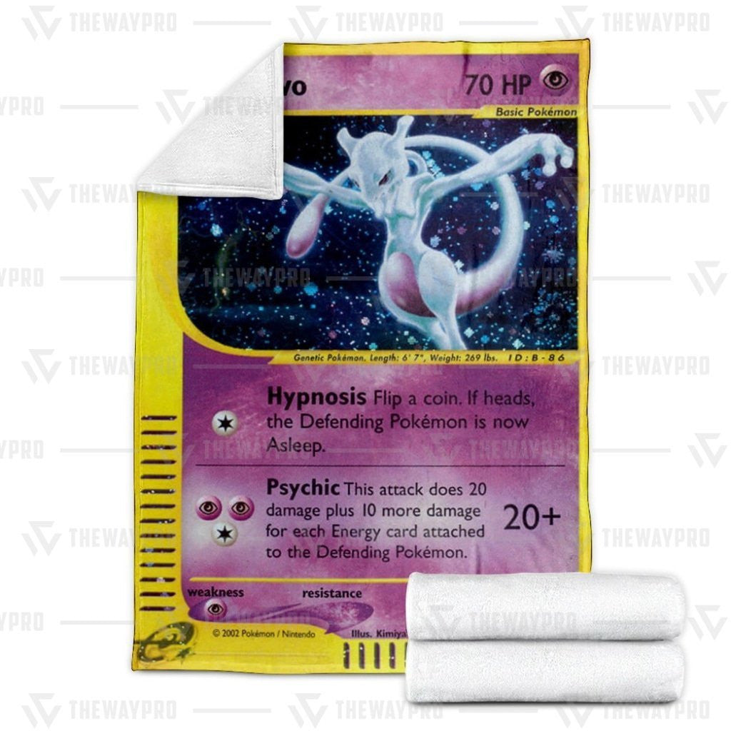 Anime Pkm Mewtwo Expedition Custom Soft Blanket