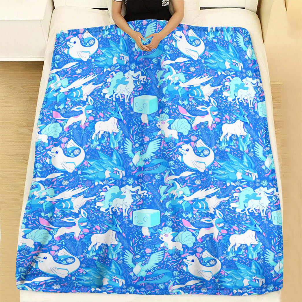 Anime Pkm Ice Seamless Pattern Custom Soft Blanket XO0204228