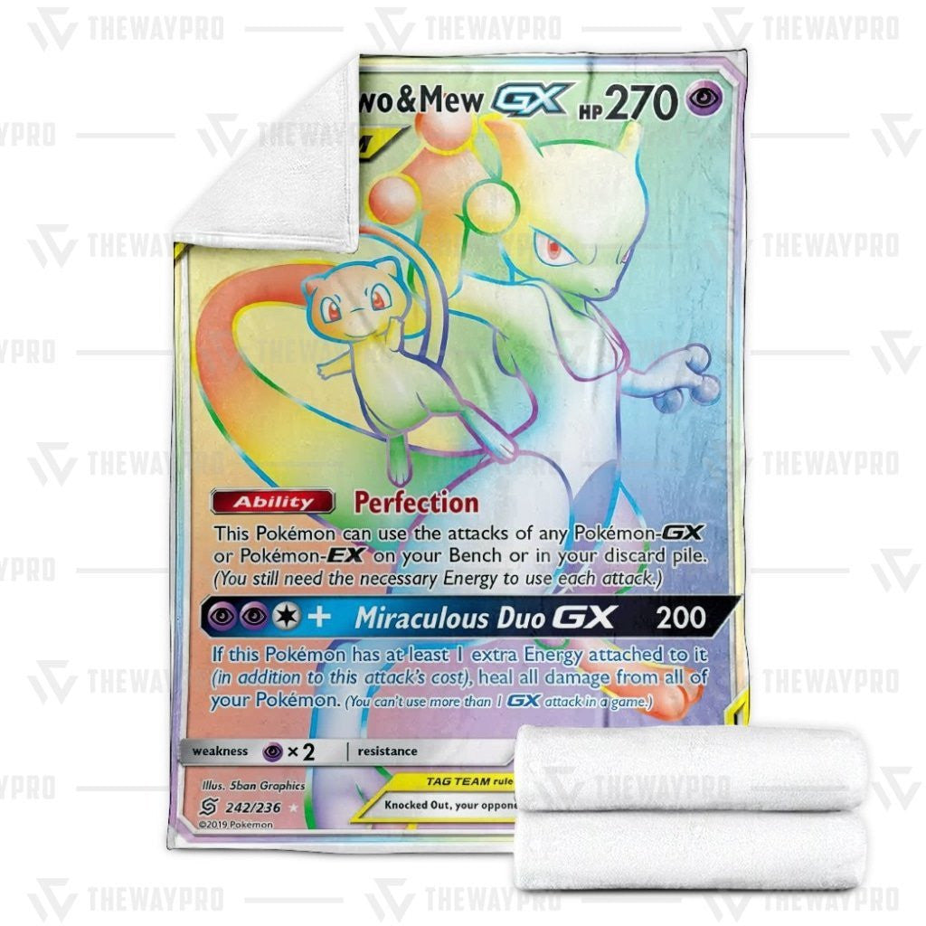 Anime Pkm Mewtwo & Mew-Gx Custom Soft Blanket