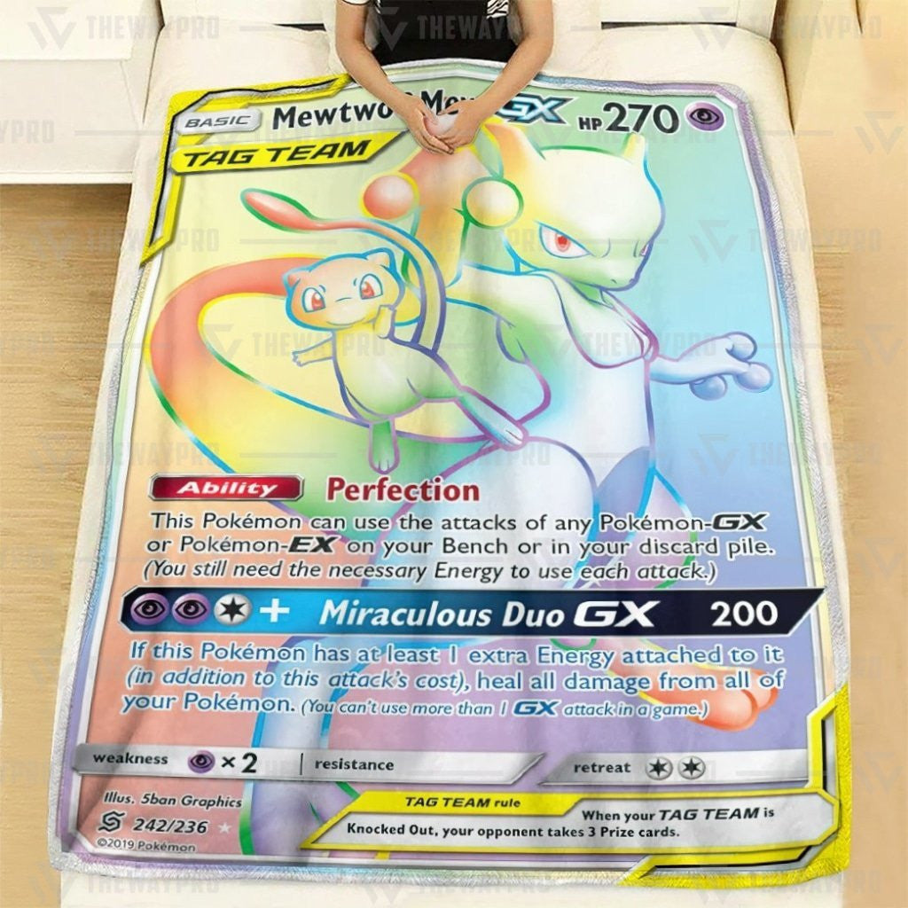 Anime Pkm Mewtwo & Mew-Gx Custom Soft Blanket