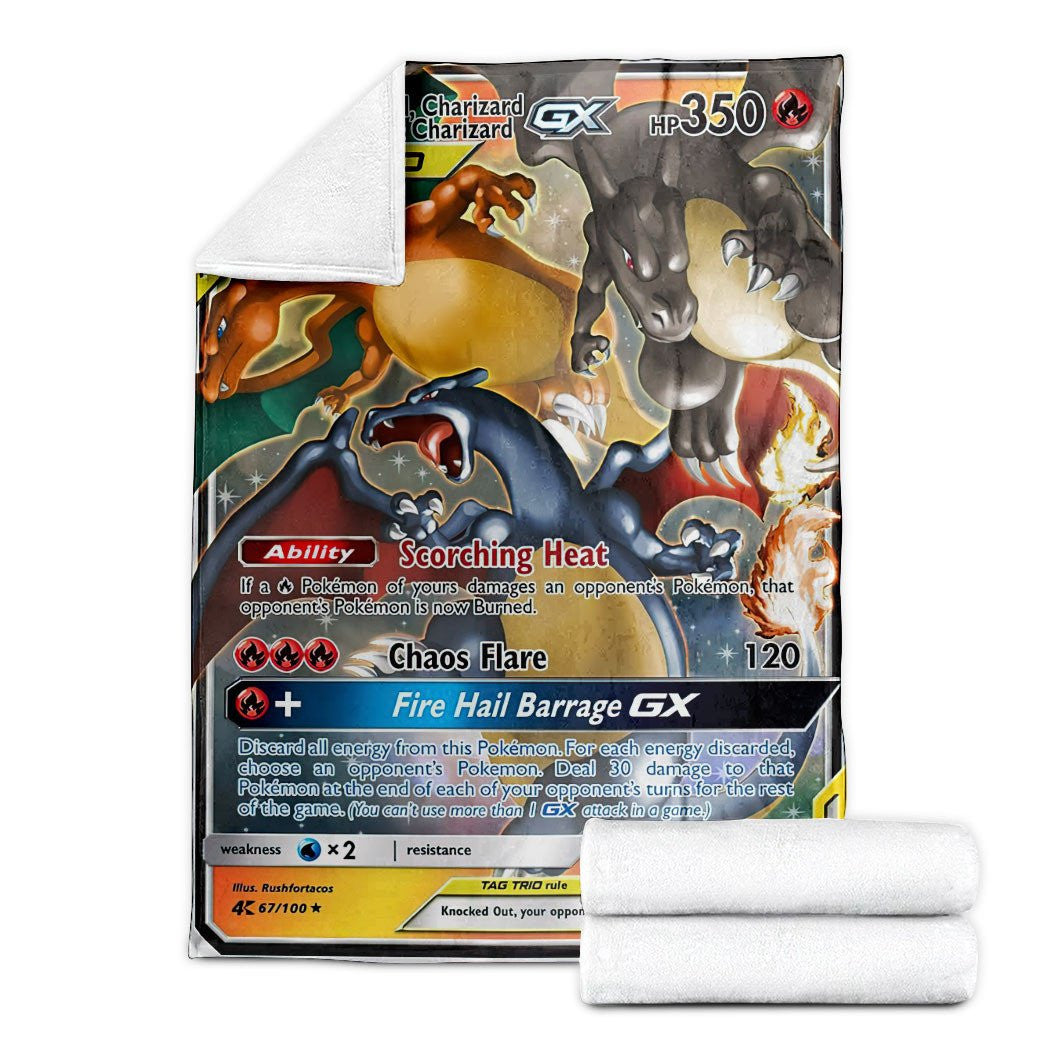 Anime Pkm Charizard Tag Trio Custom Soft Blanket