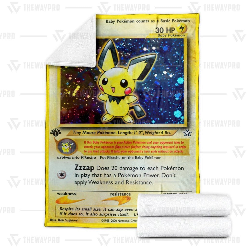 Anime Pkm Pichu Custom Soft Blanket