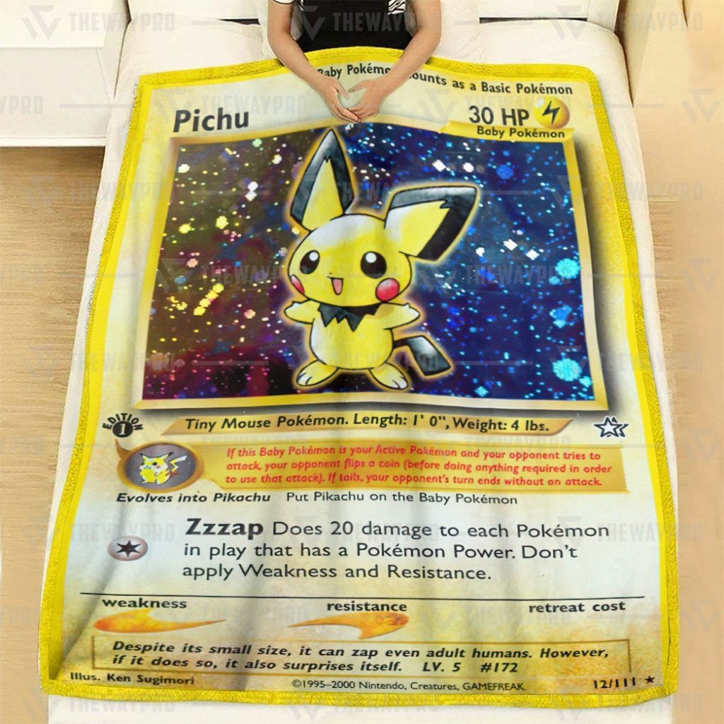 Anime Pkm Pichu Custom Soft Blanket