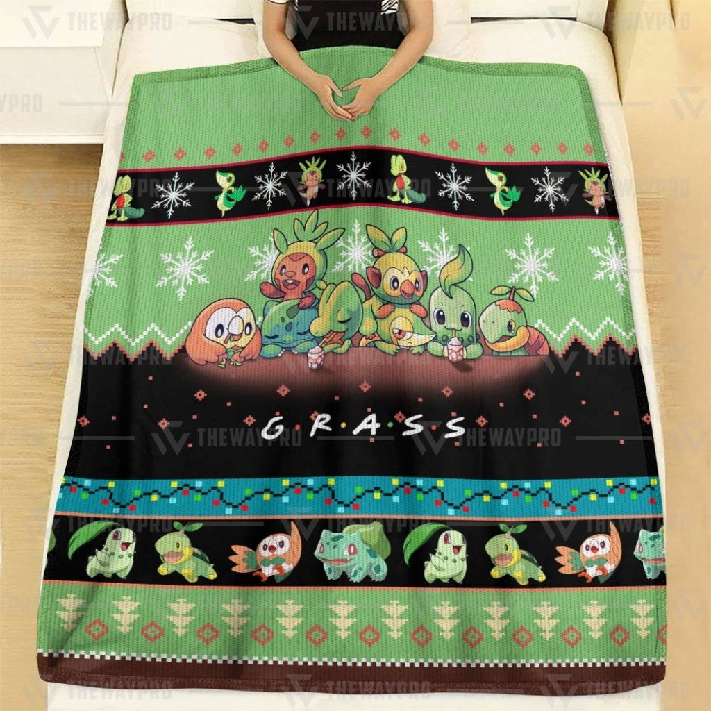 Anime Pkm Grass Custom Soft Blanket