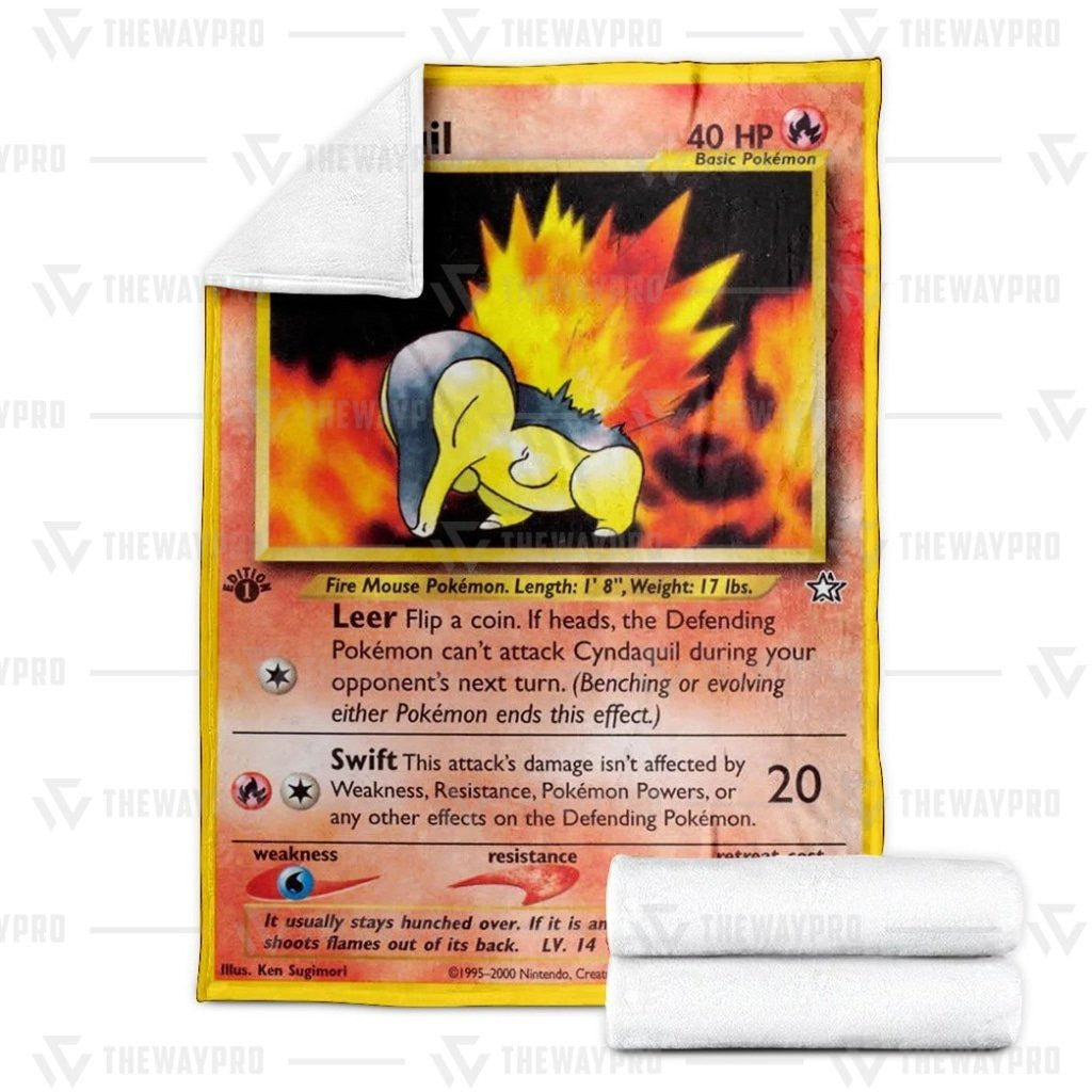 Anime Pkm Cyndaquil 1St Edition Leer Custom Soft Blanket