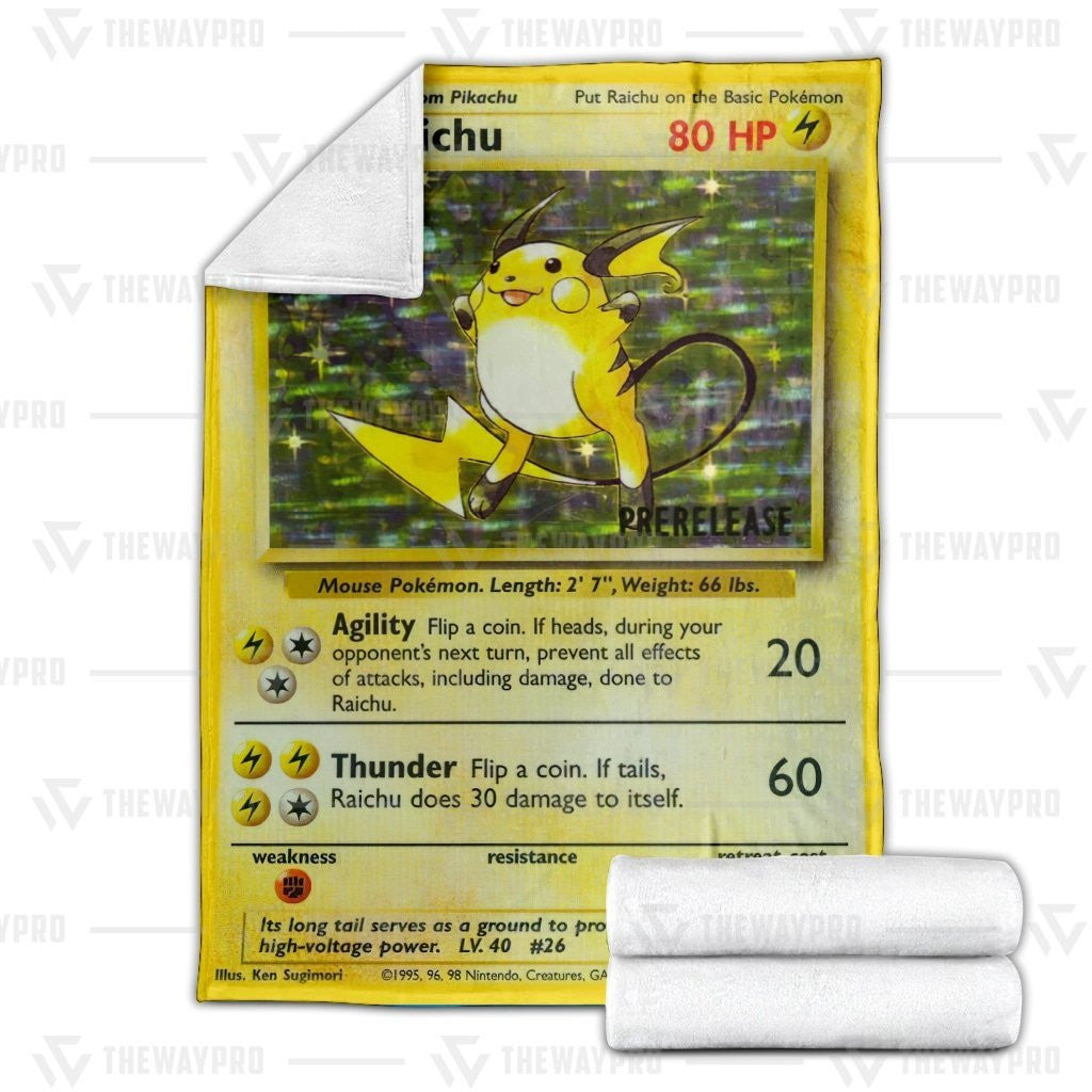 Pkm Raichu Card Custom Soft Blanket