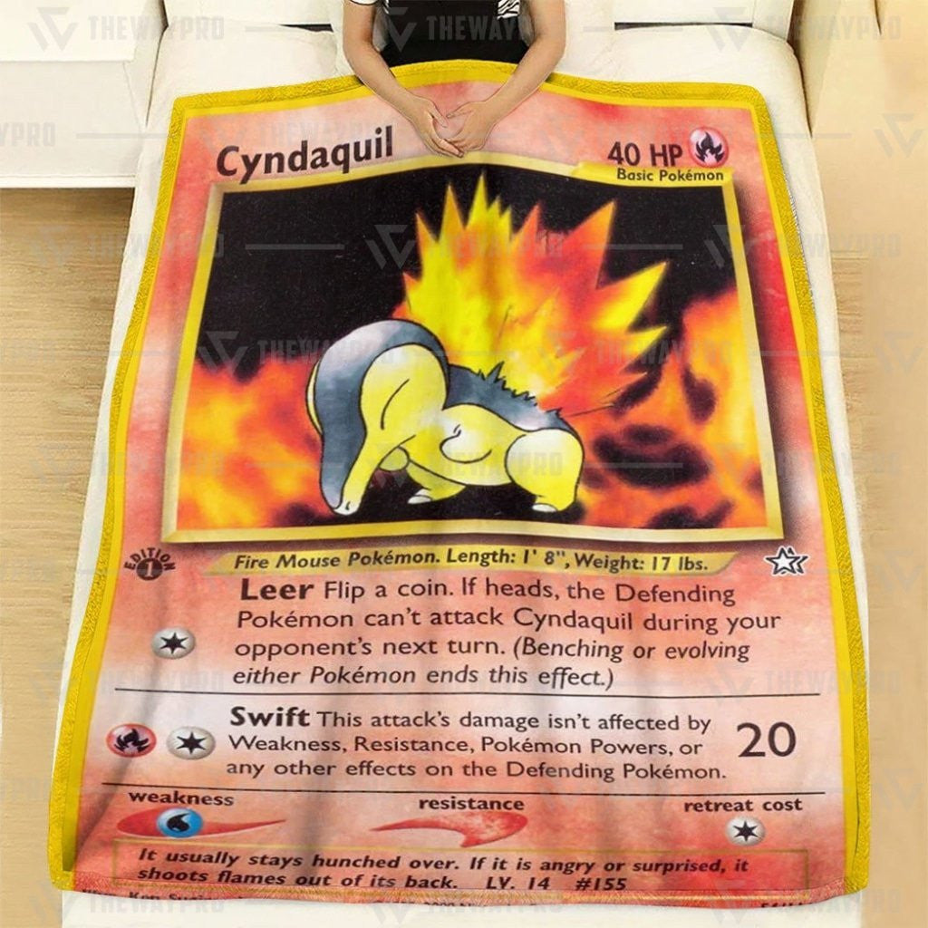 Anime Pkm Cyndaquil 1St Edition Leer Custom Soft Blanket