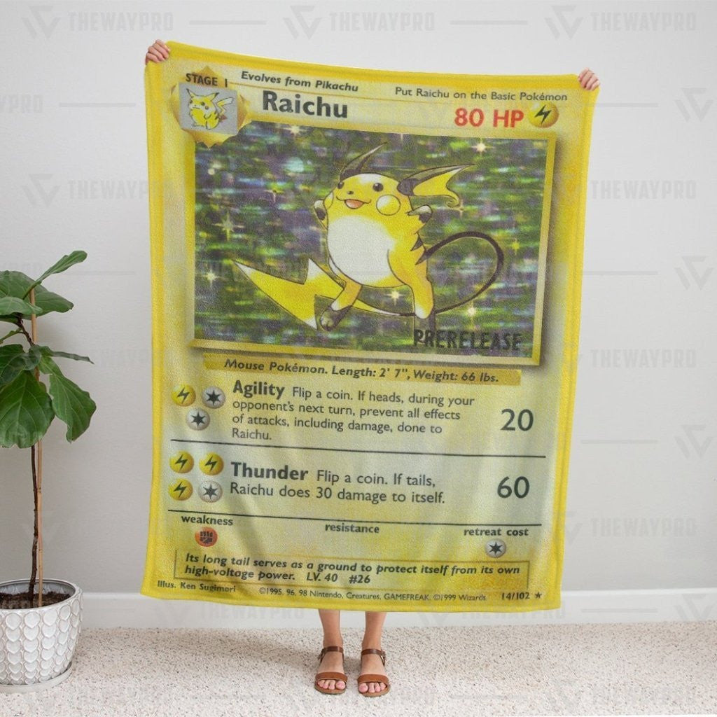 Pkm Raichu Card Custom Soft Blanket