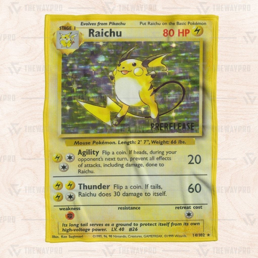 Pkm Raichu Card Custom Soft Blanket