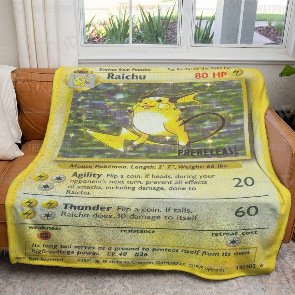 Pkm Raichu Card Custom Soft Blanket