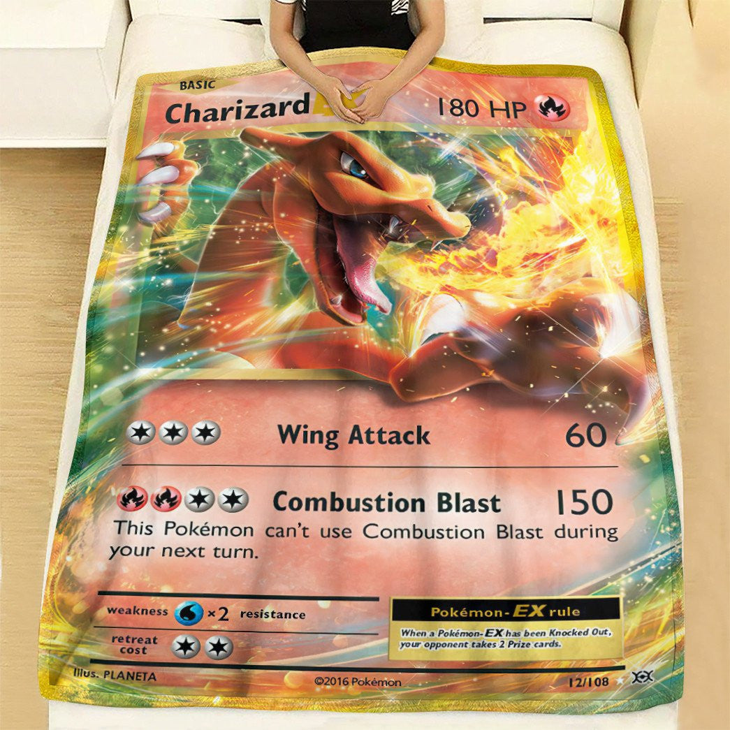 Anime Pkm Charizard-Ex Evolutions Custom Soft Blanket