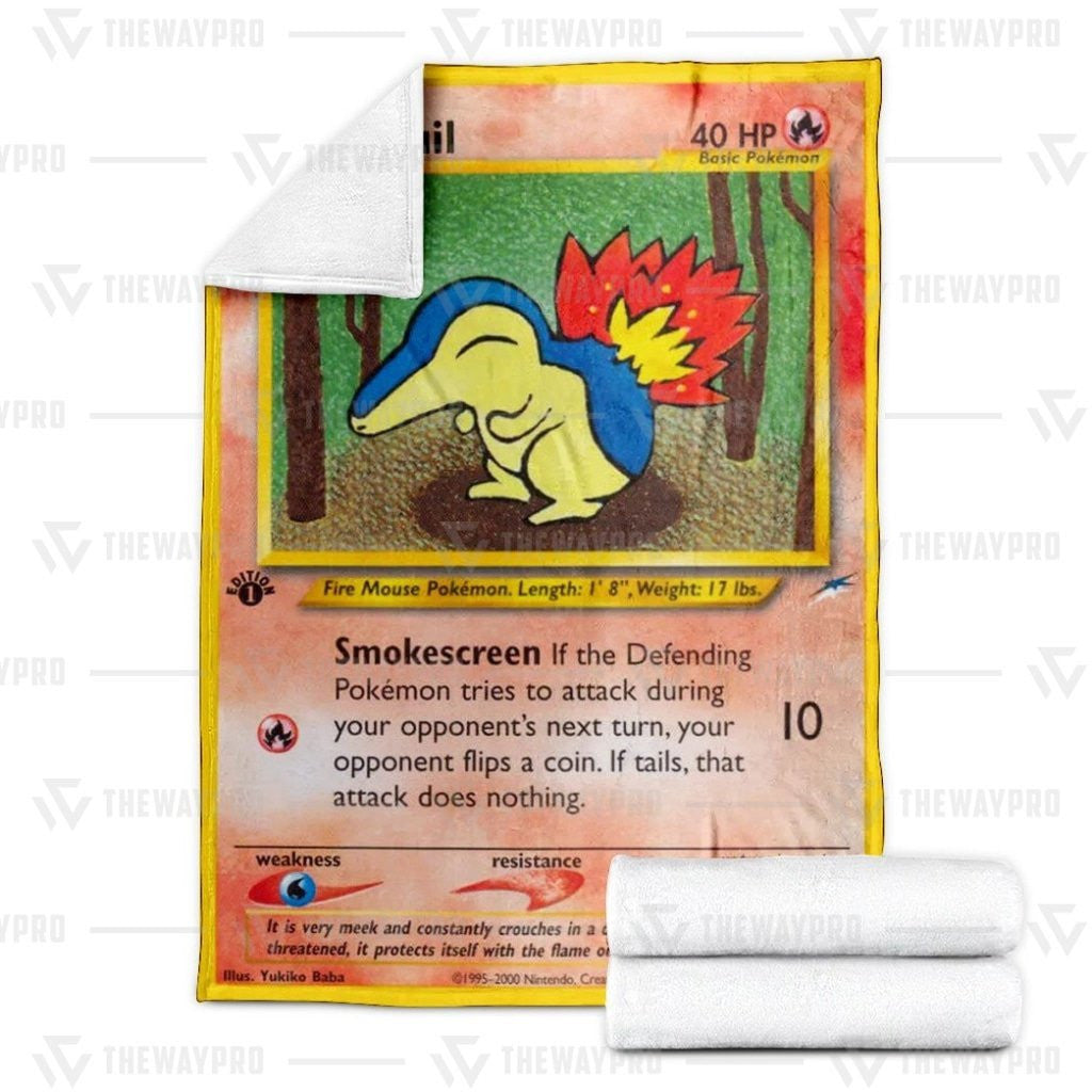 Anime Pkm Cyndaquil 1St Edition Smokescreen Custom Soft Blanket