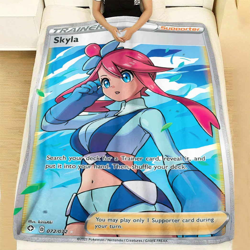 Anime Pkm Skyla Shining Fates Trainer Custom Soft Blanket