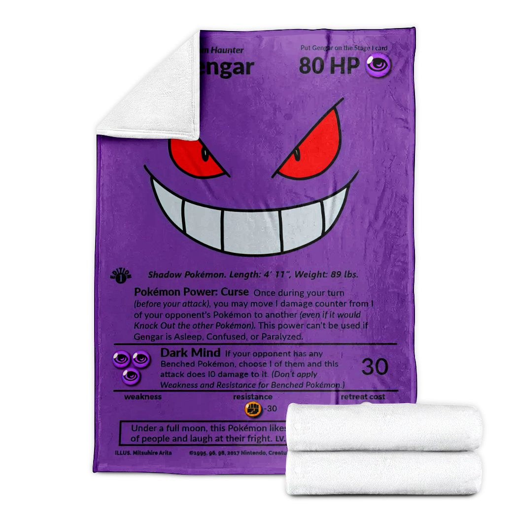 Anime Pkm Gengar Full Art Custom Soft Blanket