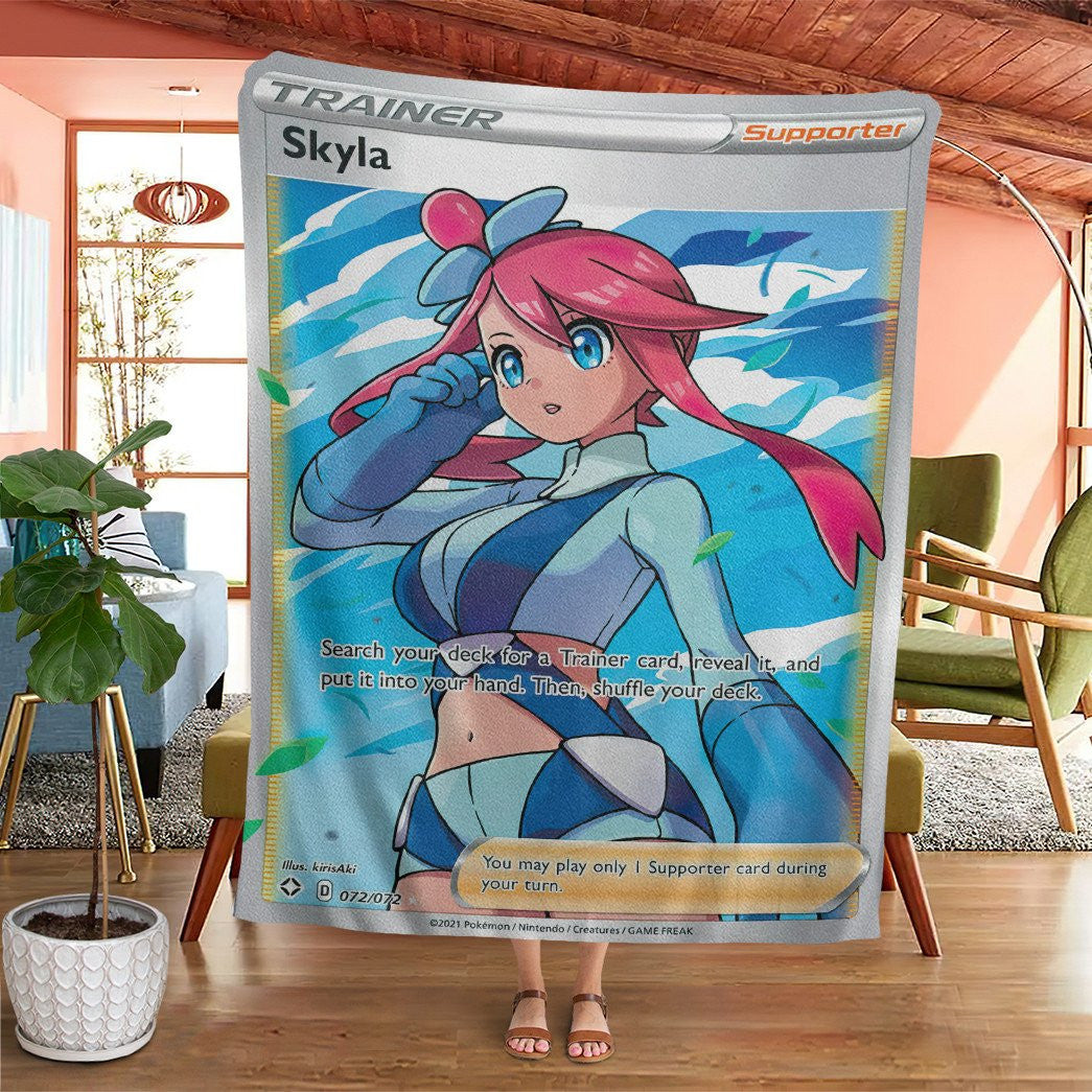 Anime Pkm Skyla Shining Fates Trainer Custom Soft Blanket