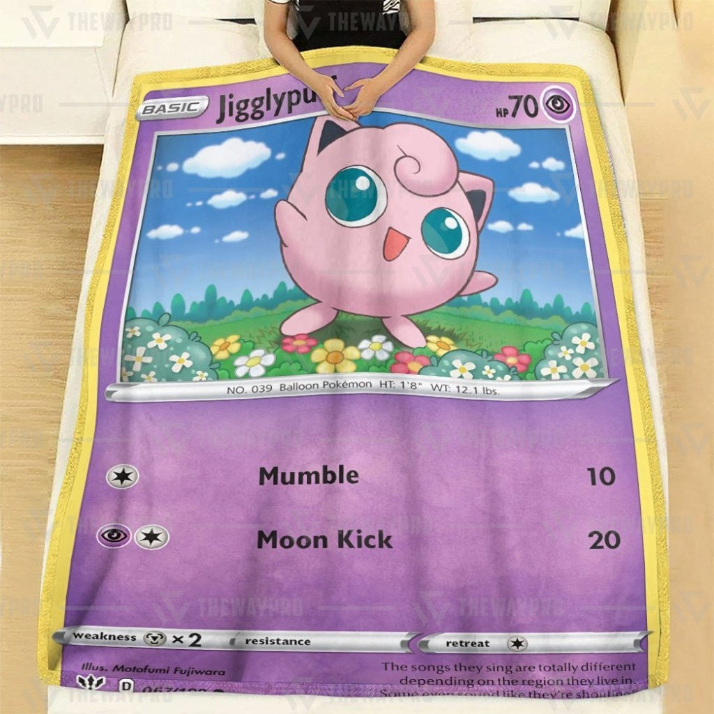 Anime Pkm Jigglypuff Common Custom Soft Blanket