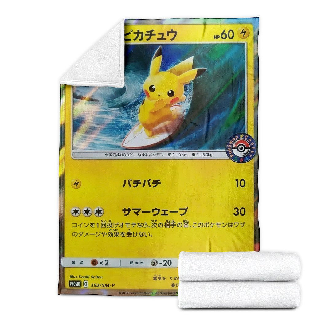 Anime Pkm Surfing Pikachu Custom Soft Blanket