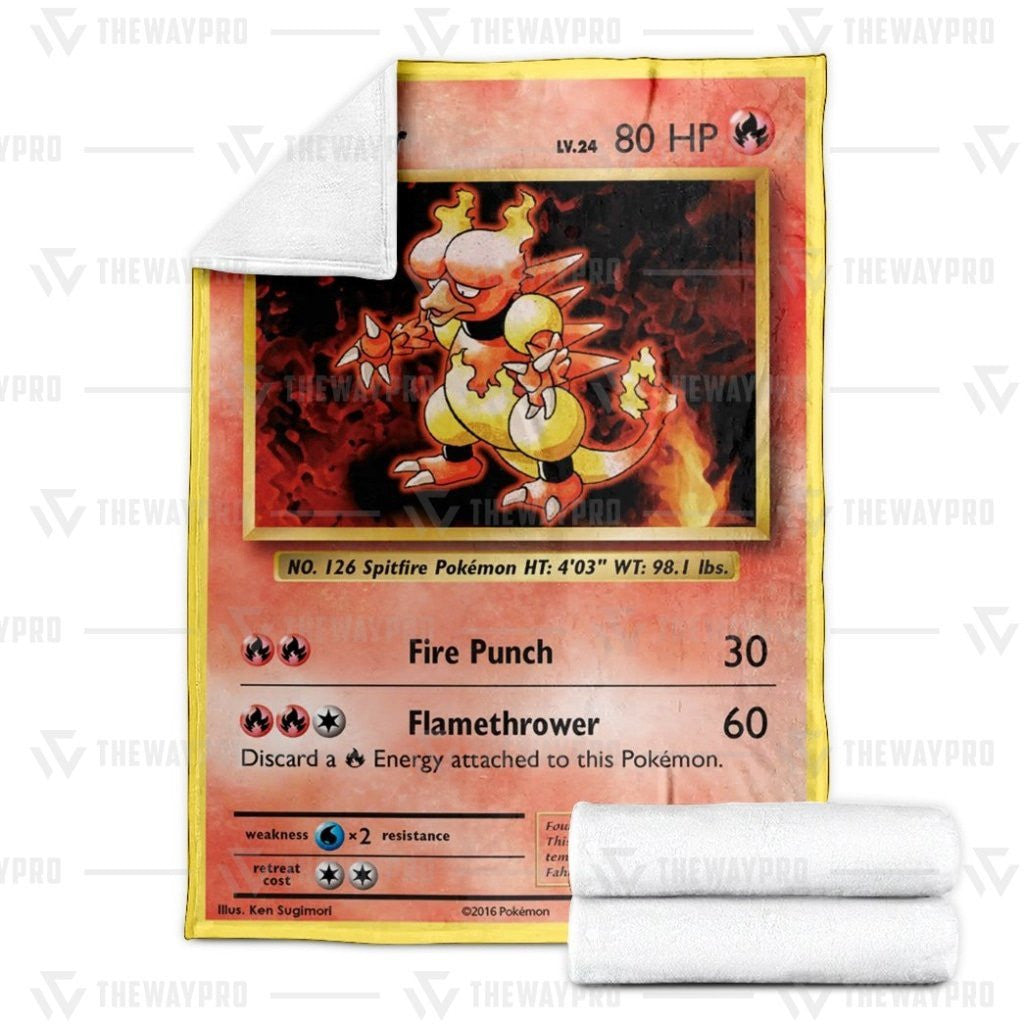 Anime Pkm Magmar Evolutions Custom Soft Blanket