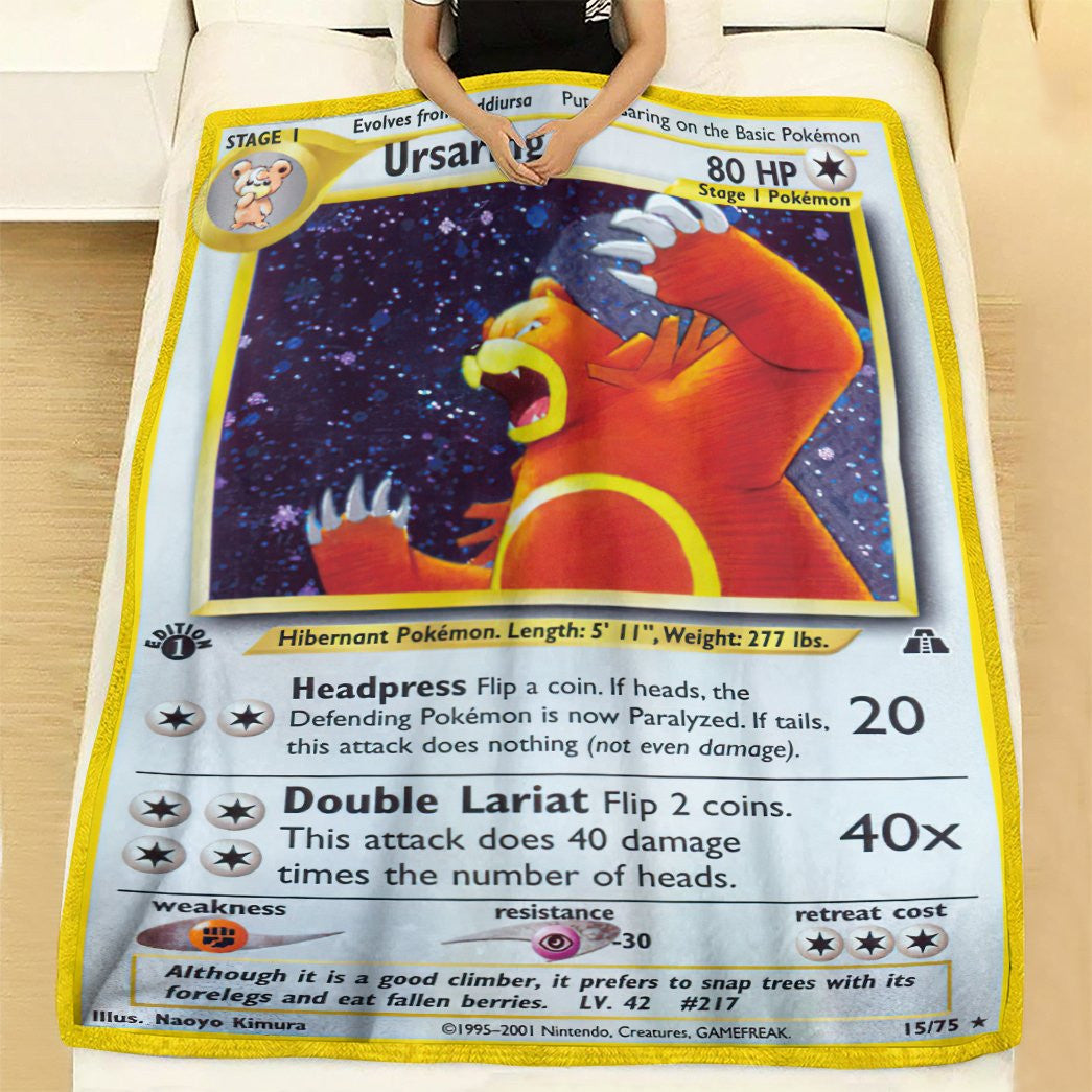 Anime Pkm Ursaring Neo Discovery Custom Soft Blanket