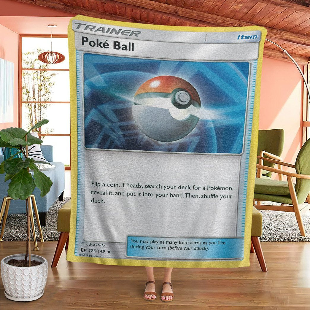 Anime Pkm Poke Ball Trainer Custom Soft Blanket