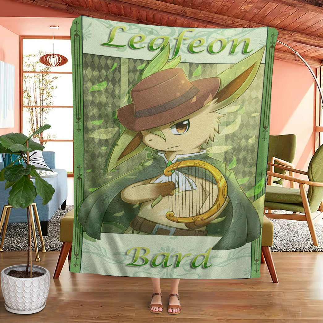 Anime Pkm Leafeon Bard Custom Soft Blanket