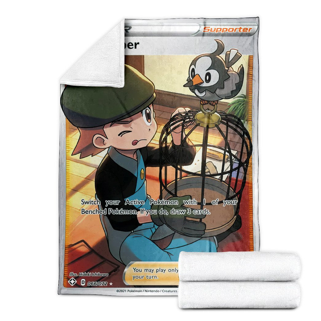 Anime Pkm Bird Keeper Shining Fates Trainer Custom Soft Blanket