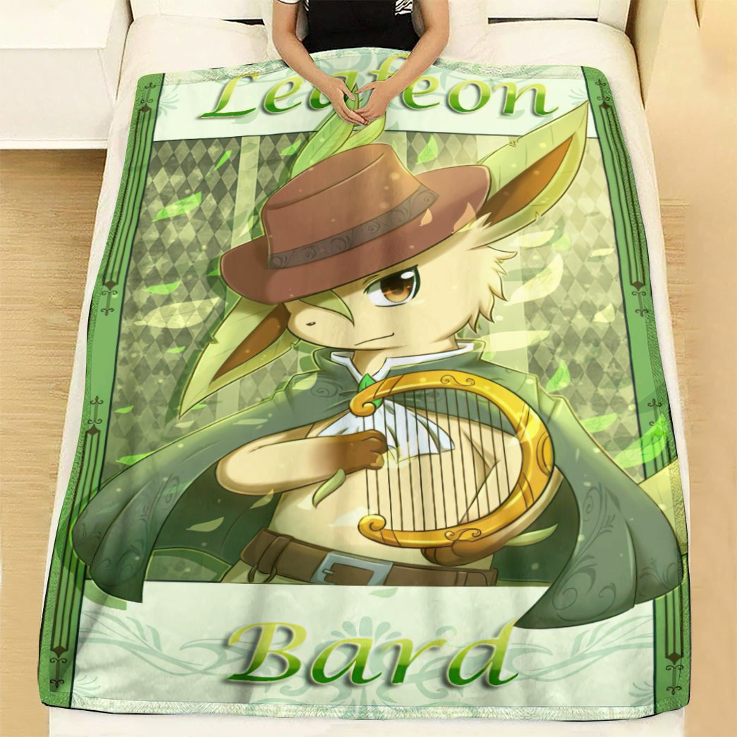 Anime Pkm Leafeon Bard Custom Soft Blanket