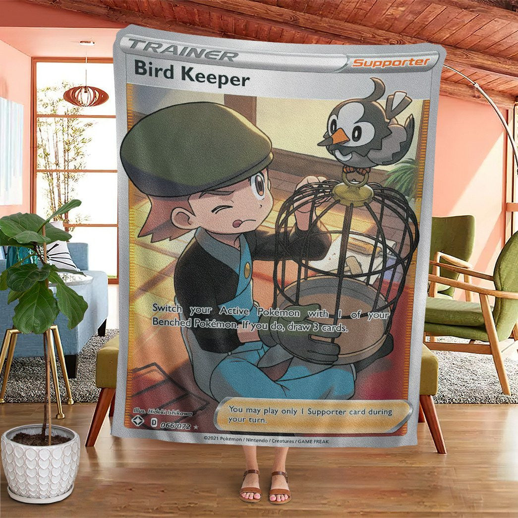 Anime Pkm Bird Keeper Shining Fates Trainer Custom Soft Blanket