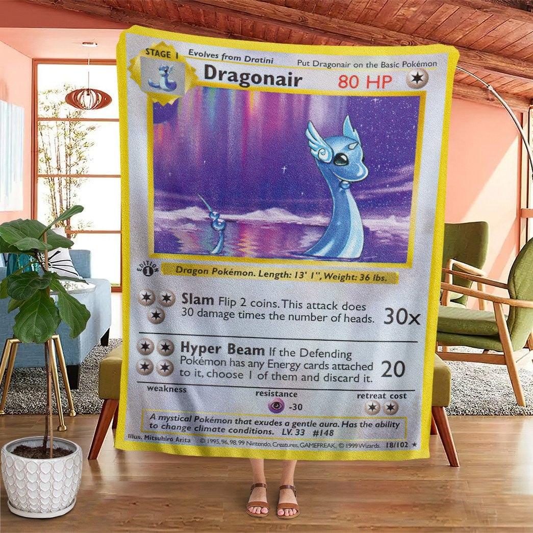 Anime Pkm Dragonair Base Set Custom Soft Blanket