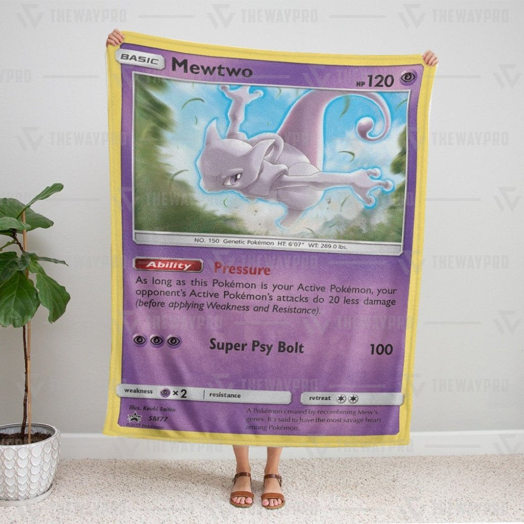 Anime Pkm Mewtwo Psychic Custom Soft Blanket