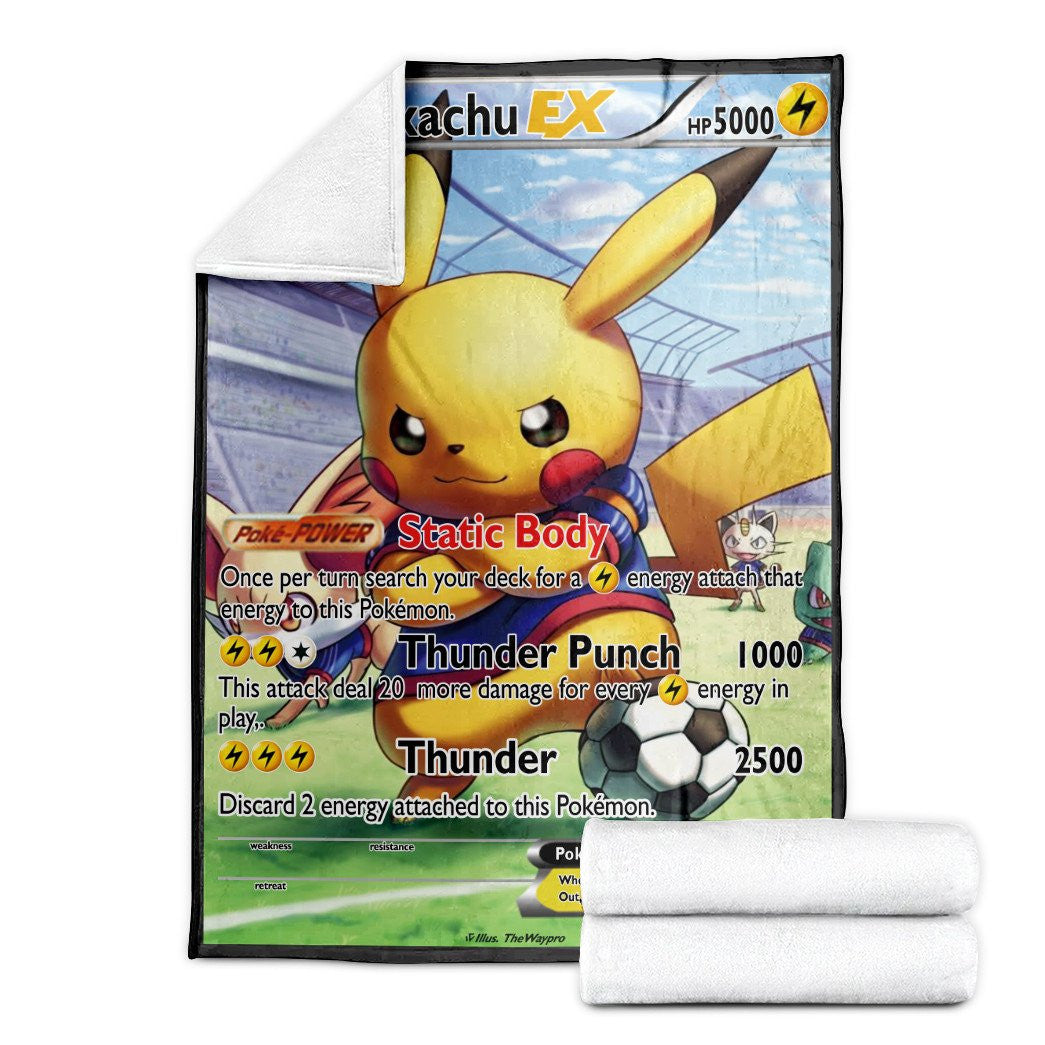 Anime Pkm Pikachu Ex Custom Soft Blanket