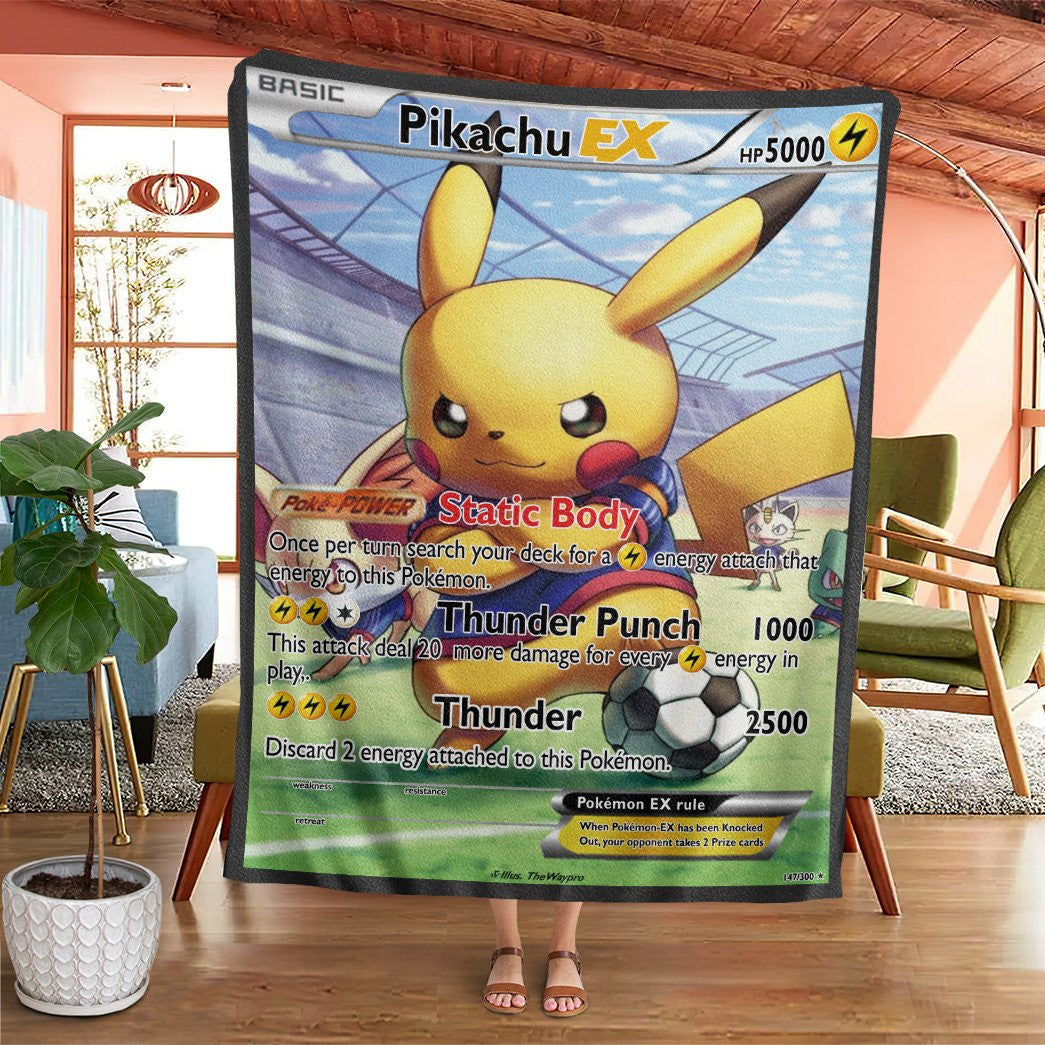 Anime Pkm Pikachu Ex Custom Soft Blanket