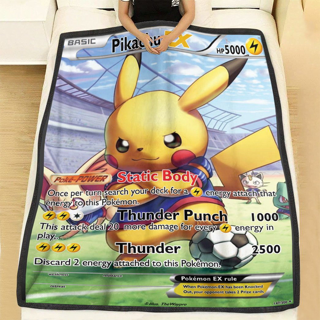 Anime Pkm Pikachu Ex Custom Soft Blanket