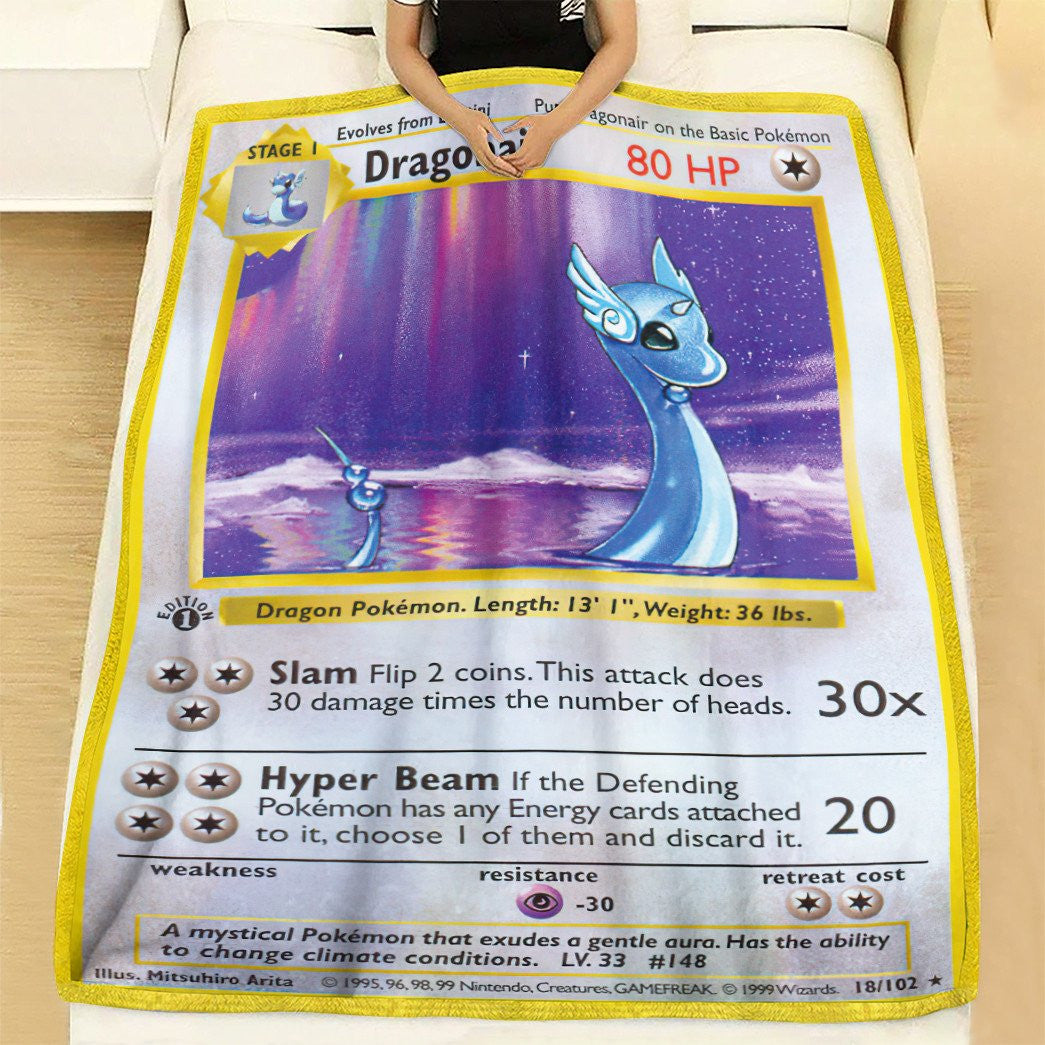 Anime Pkm Dragonair Base Set Custom Soft Blanket